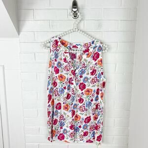 NWT Anne Carson Vibrant Colorful Floral Print Tank Top Size M